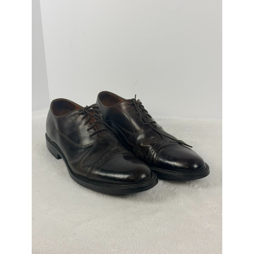 Johnston Murphy Collection Mens 13 M Black Leather Cap Toe Oxfords Italy 20-7358